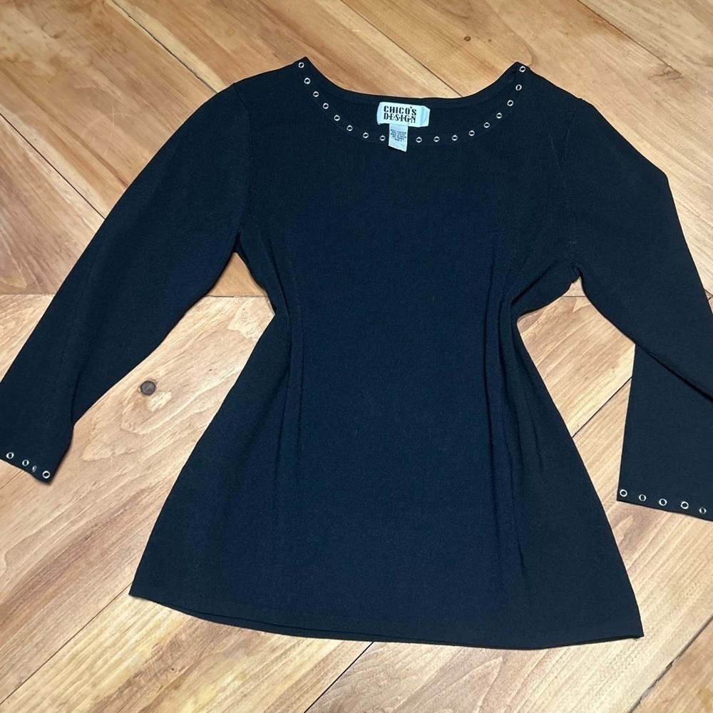 Chico's Elegant Black Embellished Blouse